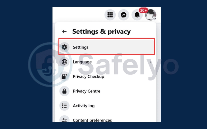 Access your Facebook settings page