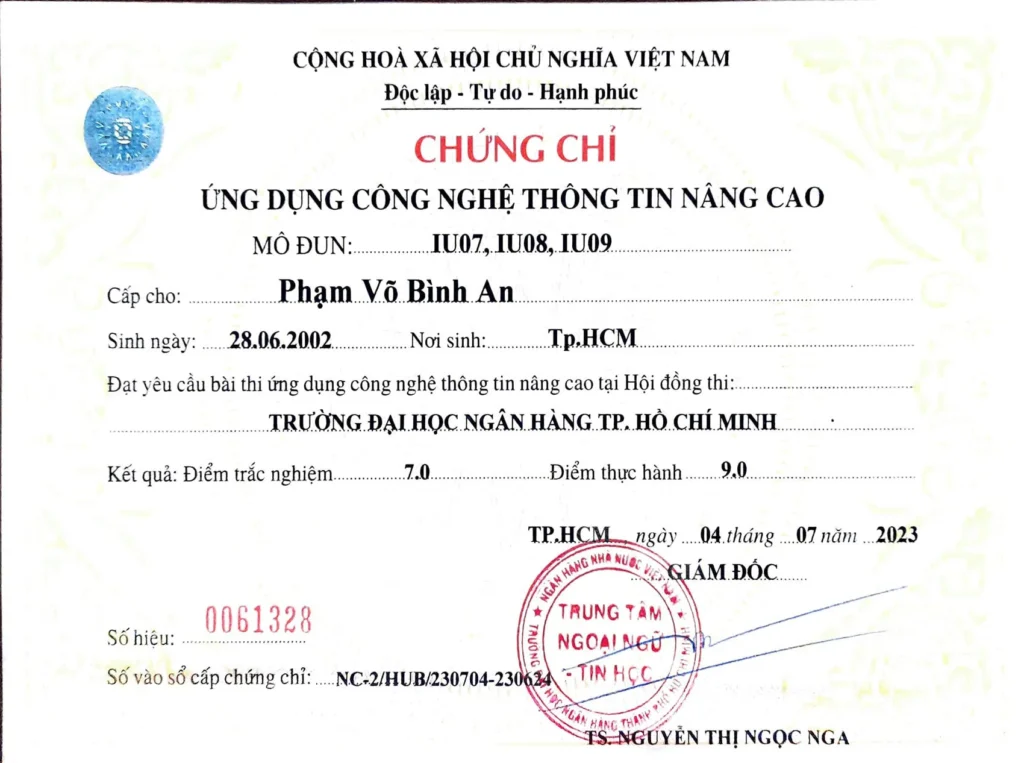 Certificate - Advanced Information Technology