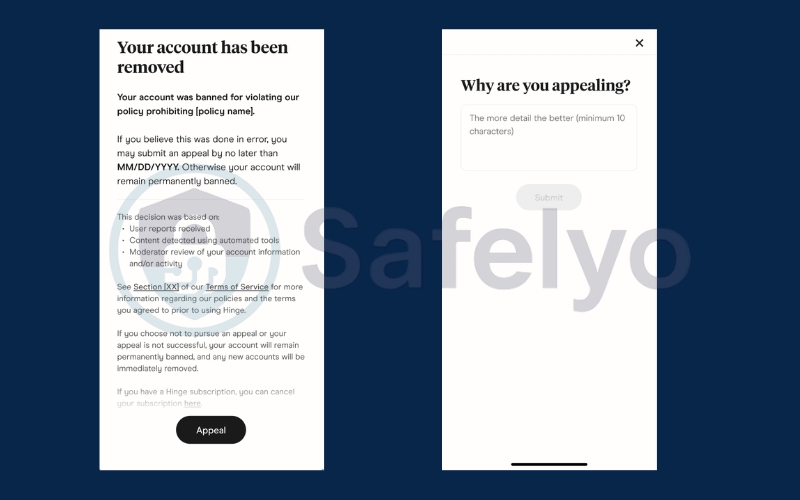 Appeal the Hinge ban