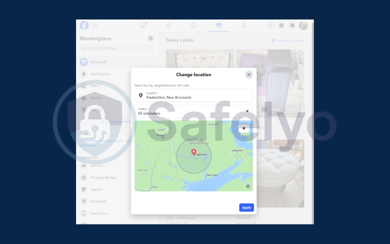 Change Marketplace location in the Facebook browser 3