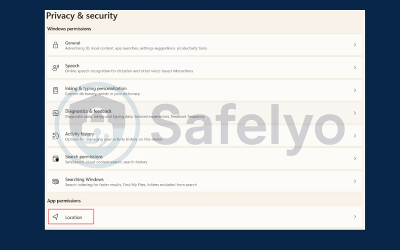 Choose Location in Privacy & Security settings Choose Location in Privacy & Security settings