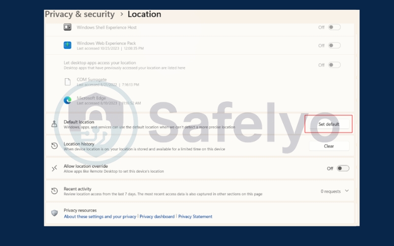 Select Set default and pick the location you want Select Set default and pick the location you want