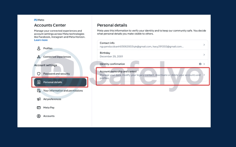 Choose Account ownership and control