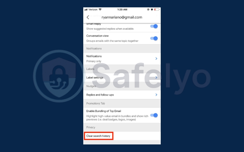 Choose Clear search history