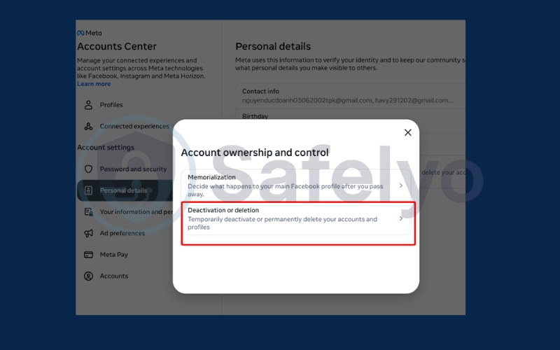 Choose Deactivation or deletion