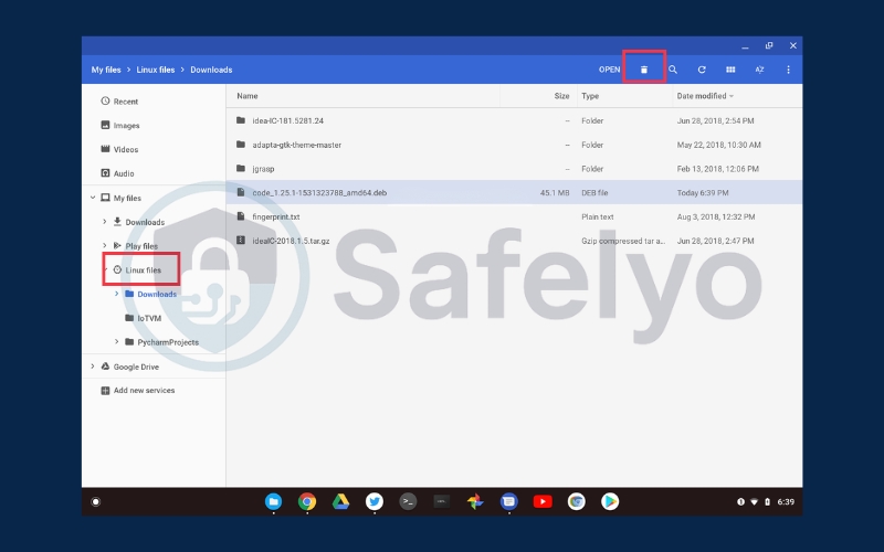 Clean up Linux files on Chromebook