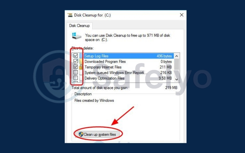 Click Clean up system files
