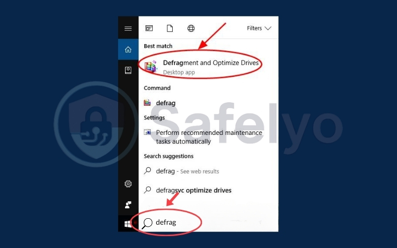 Click Defragment and Optimize Drives