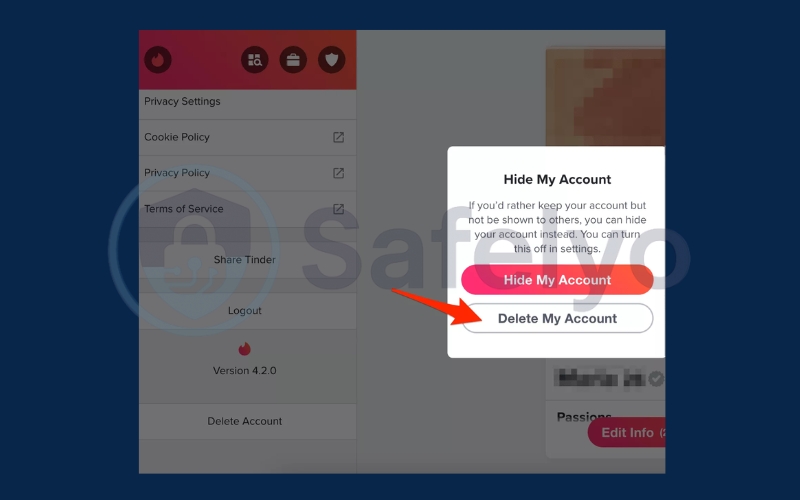 Click Delete My Account