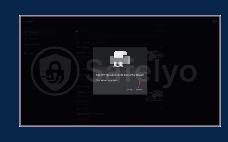 Click Delete to confirm your choice