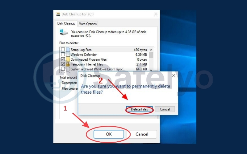 Click OK and Delete files to confirm