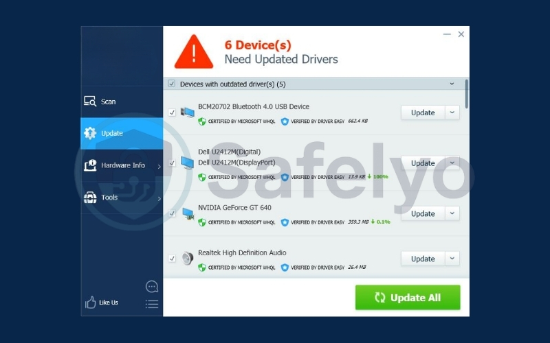 Click Update or click Update Al