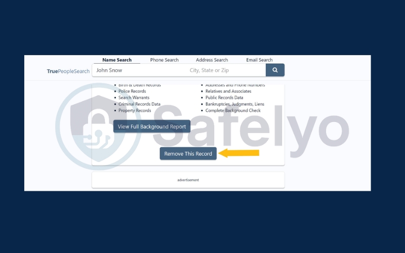 Click on Remove This Record