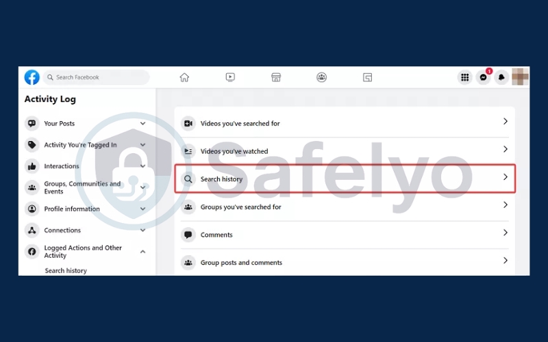 Click on Search History