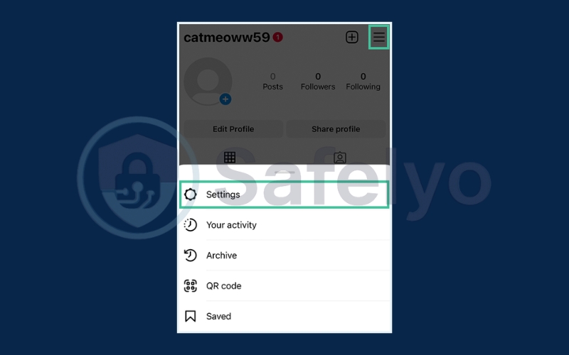 Click on Settings in the pop-up menu