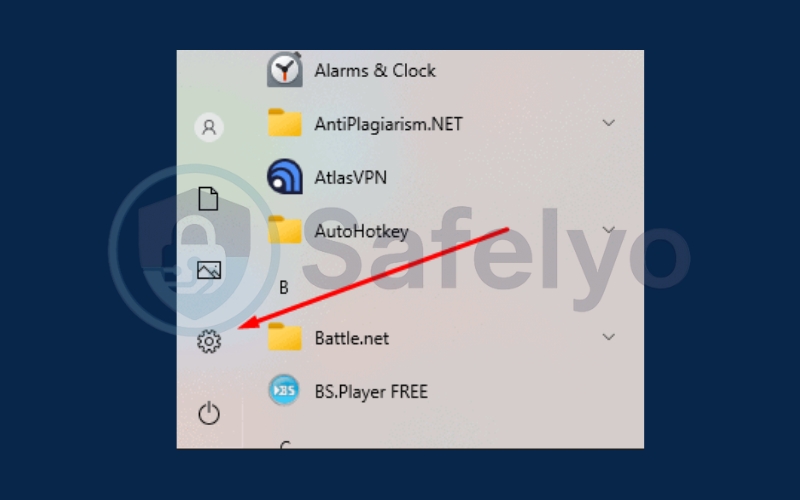 Click on Start and select the Settings option