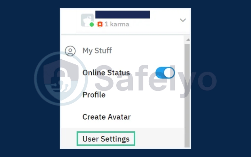 Click on User Settings