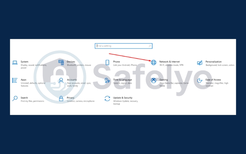 Click on the Network & Internet option