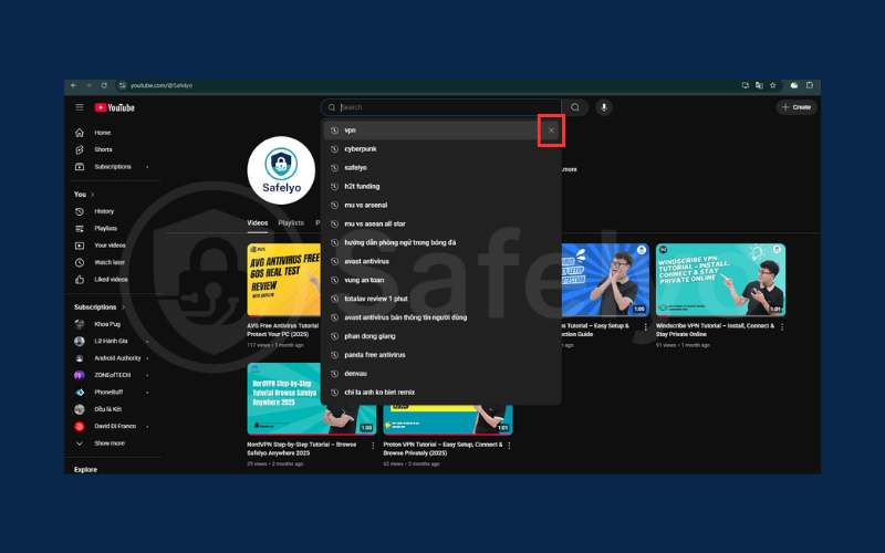 Click the X icon next to the entry to remove