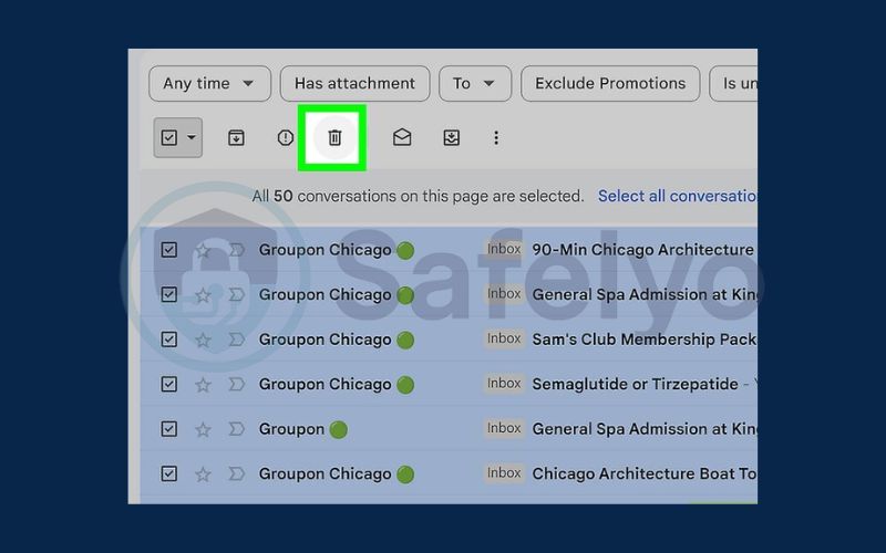 Click the trashcan icon