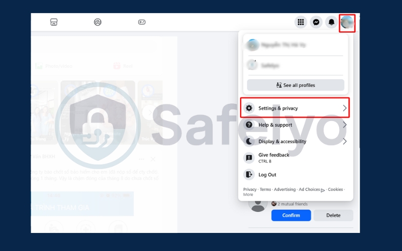 Click your profile picture and hit Settings & privacy