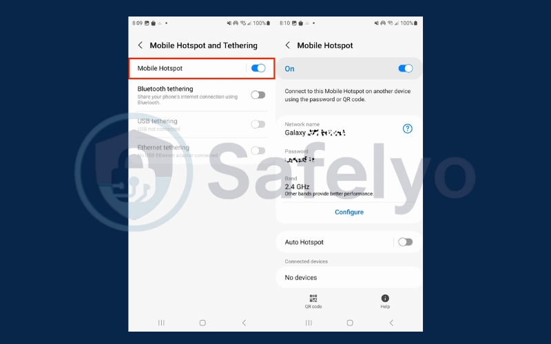 Connect through Android’s hotspot