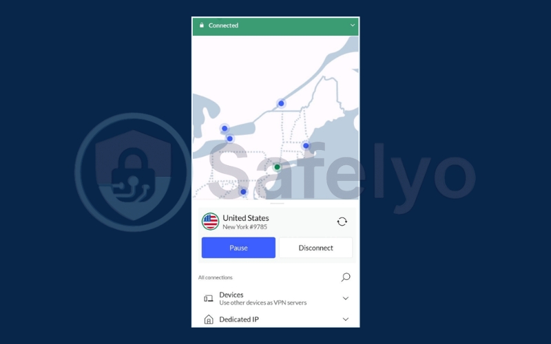 Connect to a server in the selected country