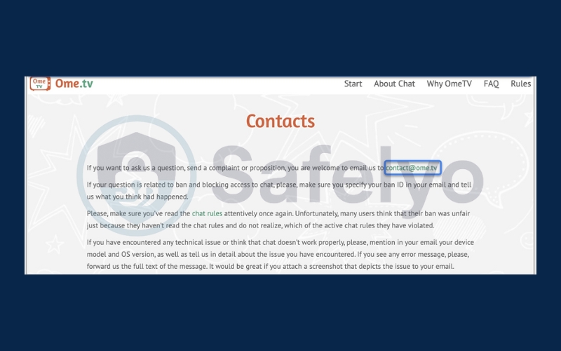 Contact Ometv support