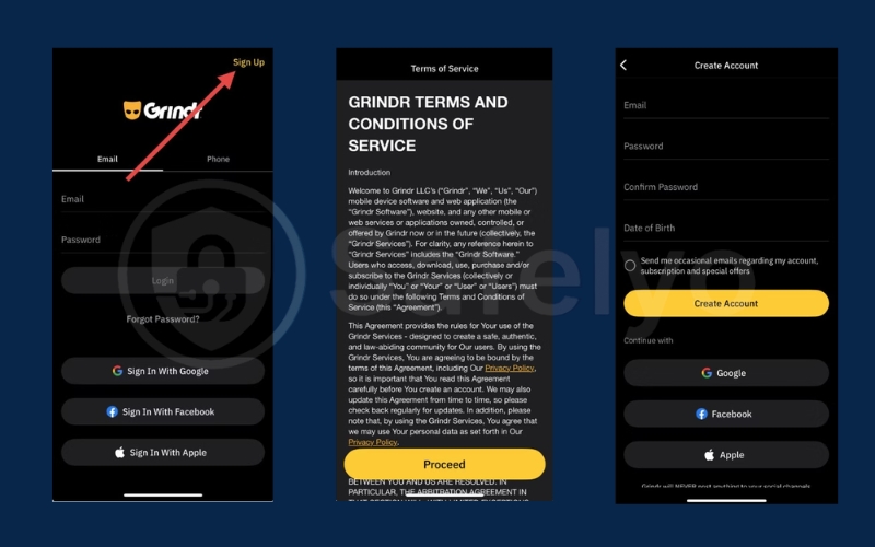 Create a new Grindr account