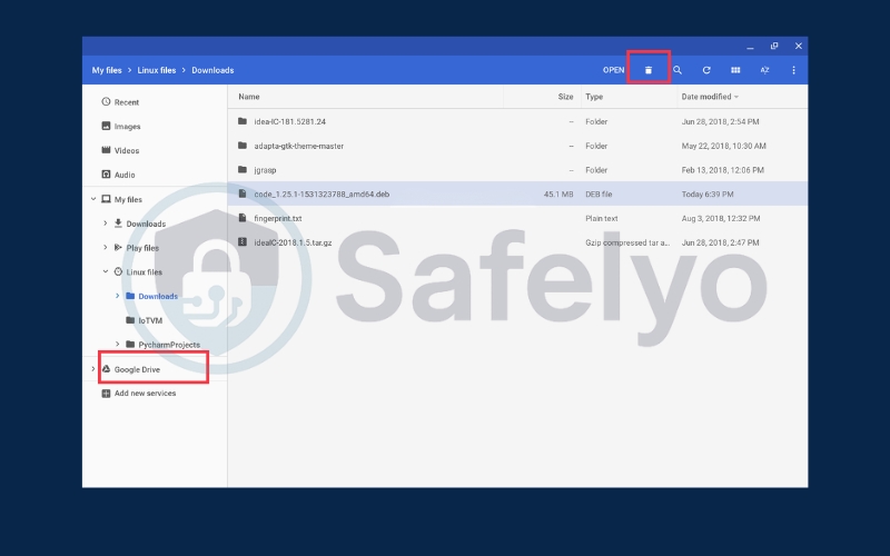 Delete Google Drive files linked to Chromebook