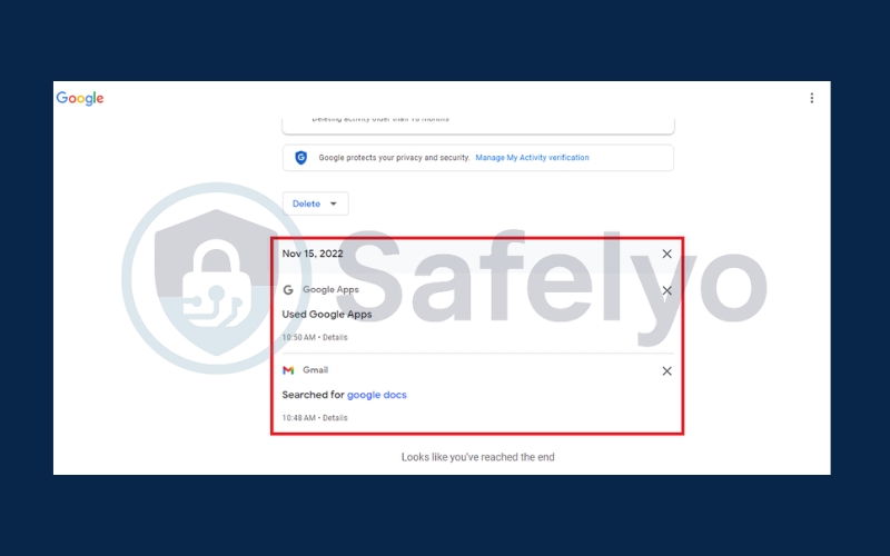 Delete your Gmail search history in batch