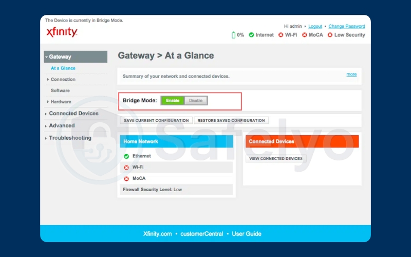 Enable bridge mode on Xfinity