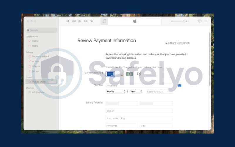 Enter the new billing address and payment details, and click Continue
