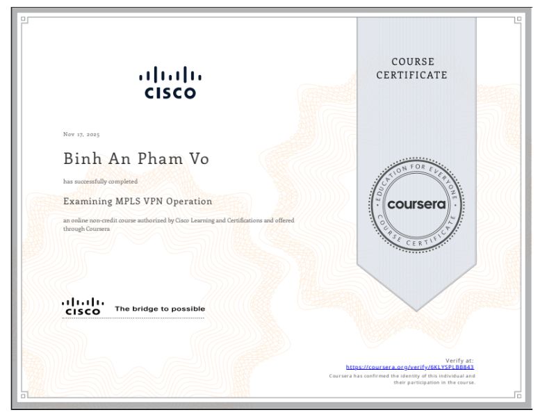 Examining MPLS VPN Operation - CISCO (Coursera)