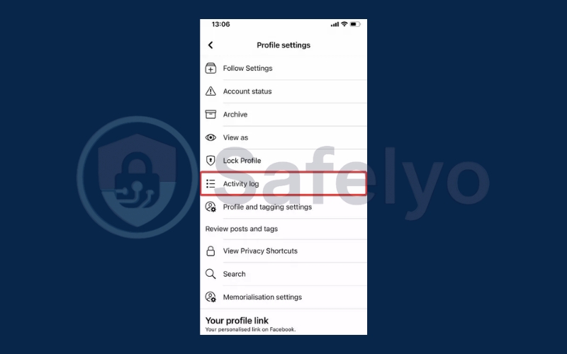 Find and tap Activity Log