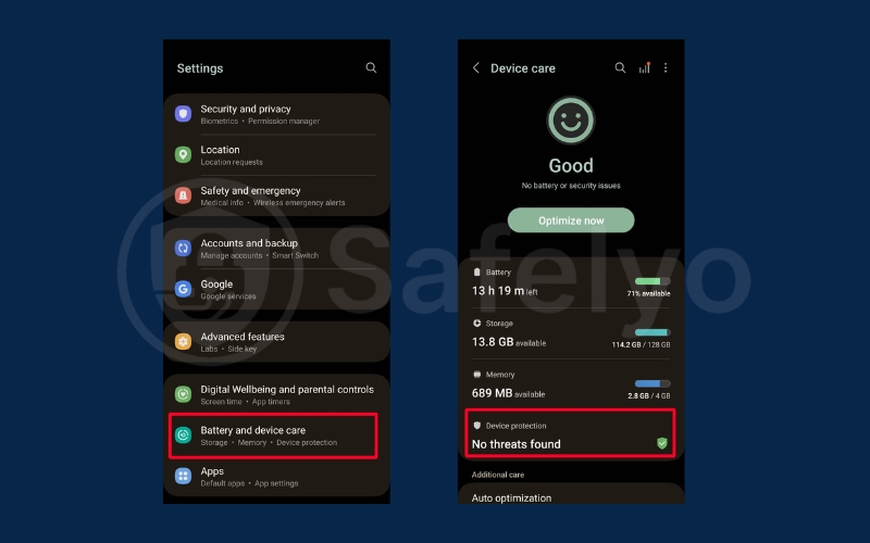 Go to Battery and device care and choose Device protection