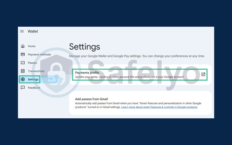 Go to Settings then choose Payments profile