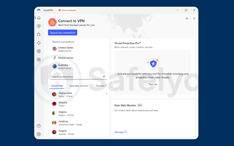 How to log on to NordVPN and change location in the app