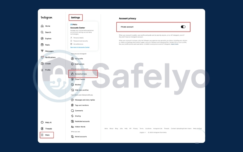 How to make Instagram account private on desktop 1