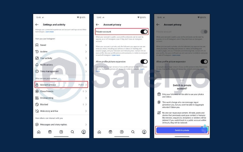 How to make Instagram account private on mobile