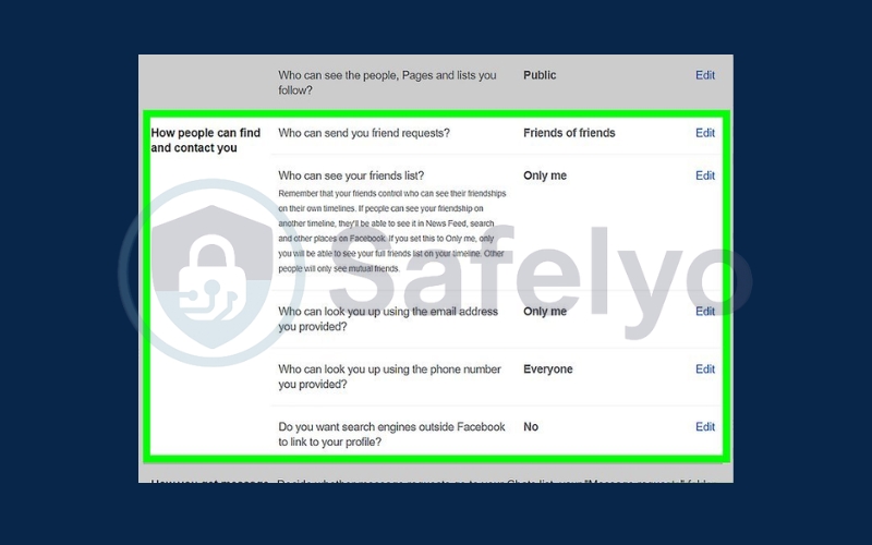 Control how people find you in this section Control how people find you in this section