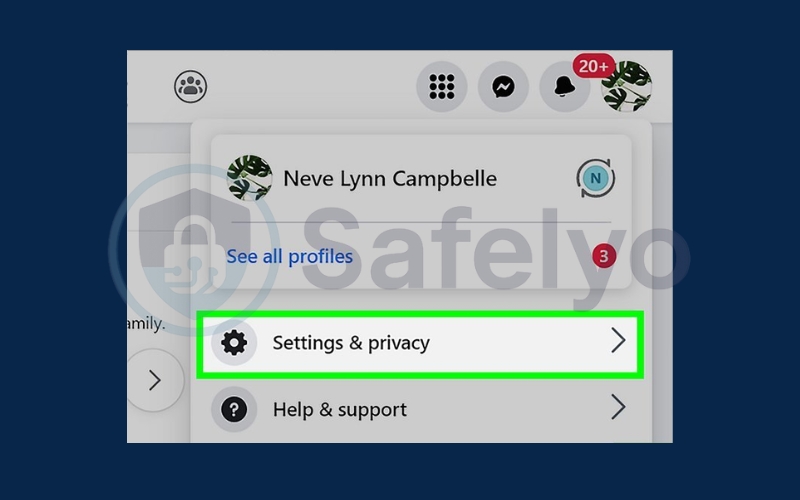 In menu, choose Setting & privacy In menu, choose Setting & privacy
