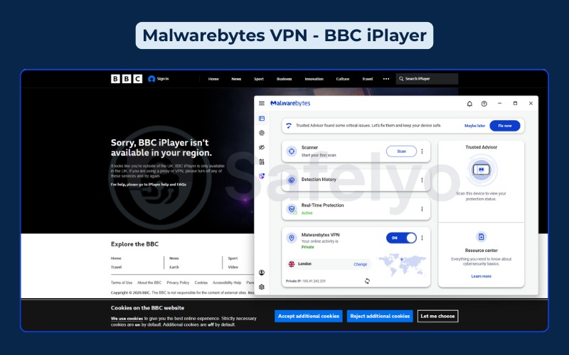 Malwarebytes VPN not working with BBC iPlayer