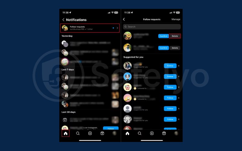 Manage followers and requests Instagram