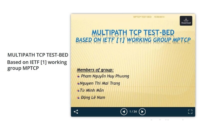 MULTIPATH TCP TEST-BED Based on IETF Working Group MPTCP