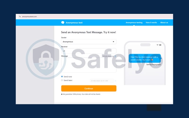 Navigate to an anonymous texting website