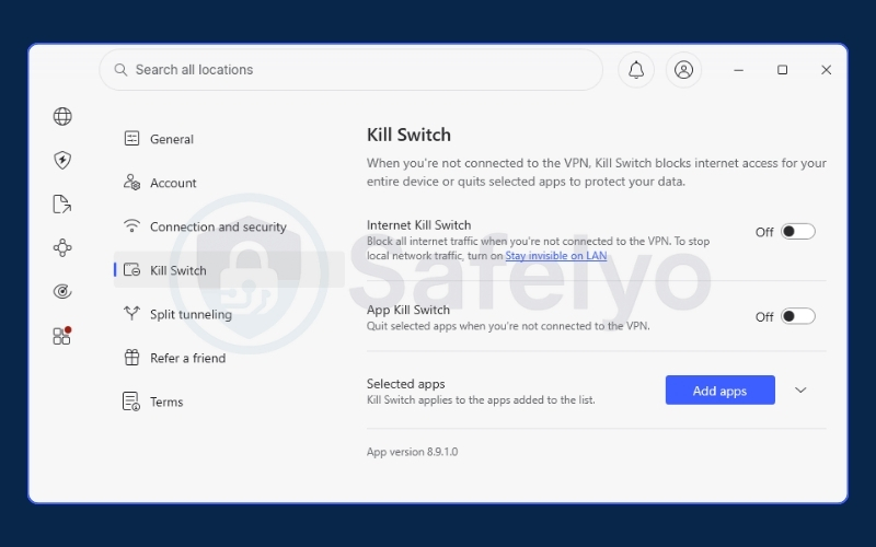 NordVPN’s kill switch feature