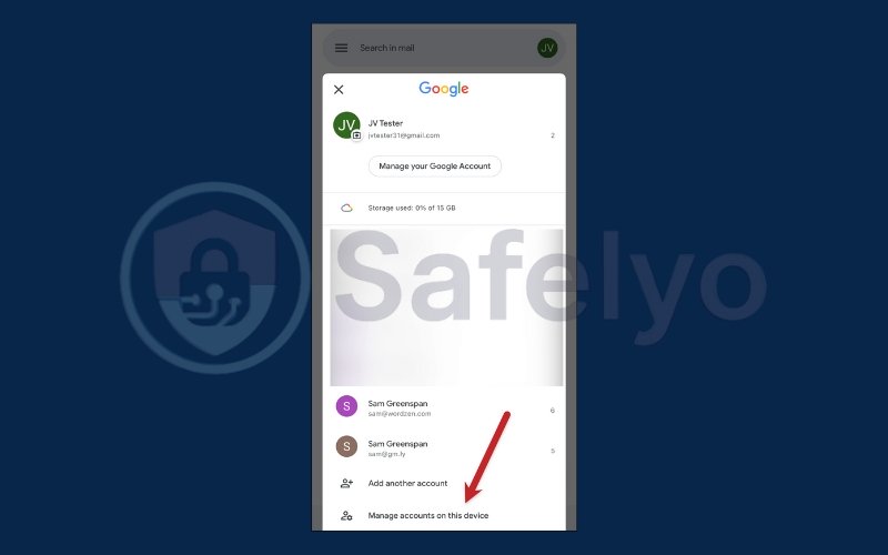 Now tap Manage Accounts on This Device