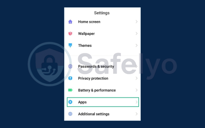 Open Android Settings and go to Apps
