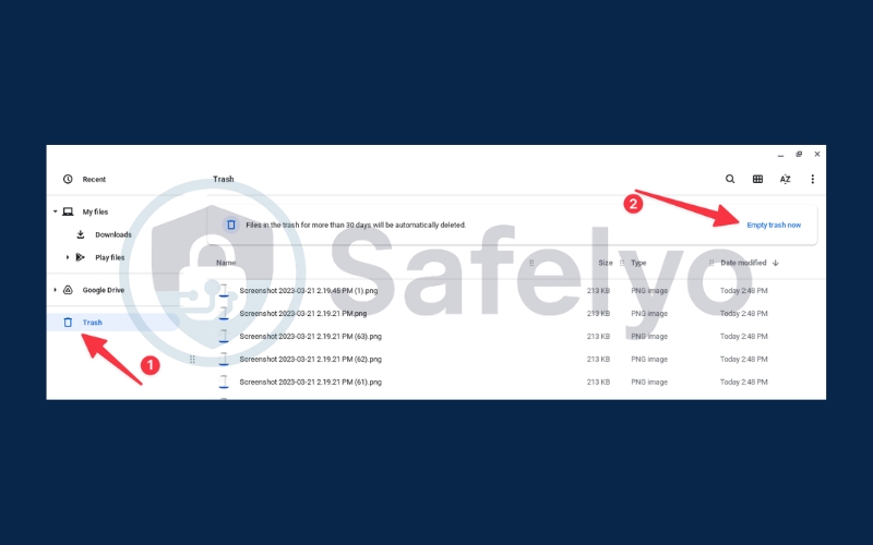 Permanently erase files from Chromebook